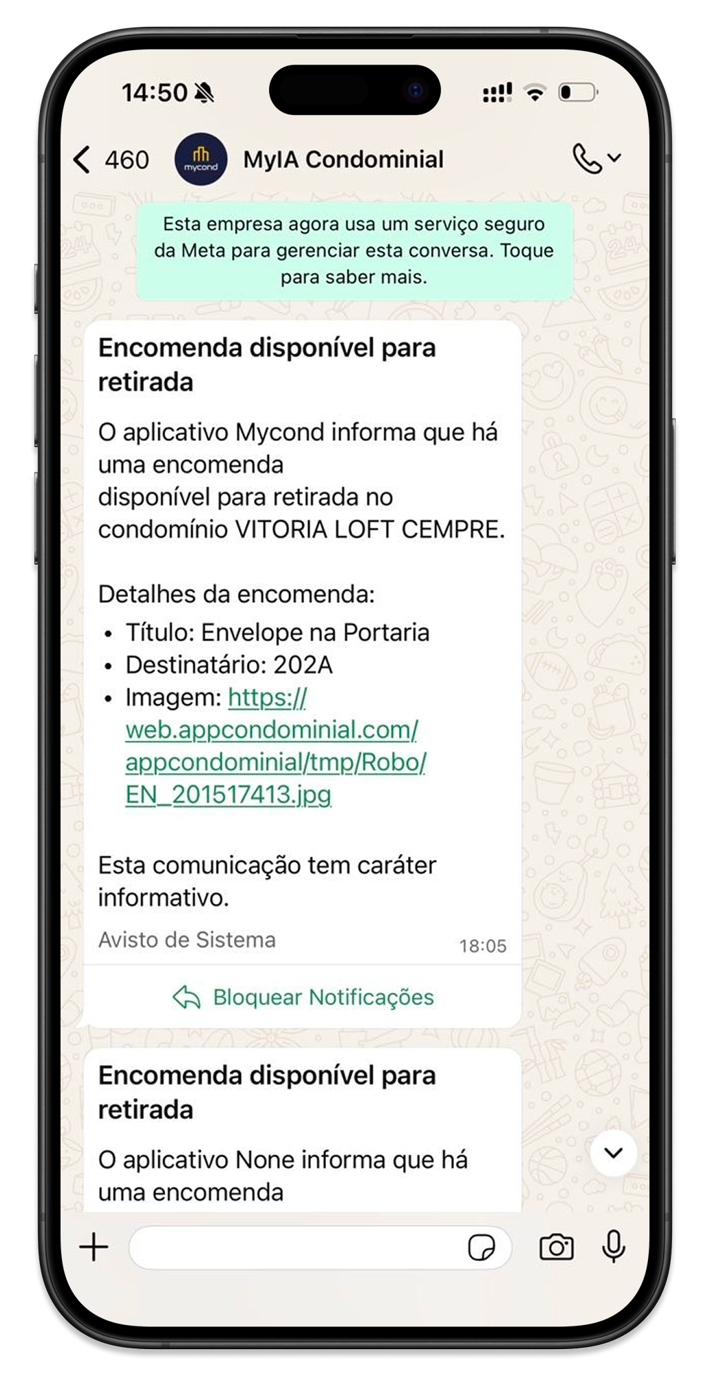 Aviso no WhatsApp